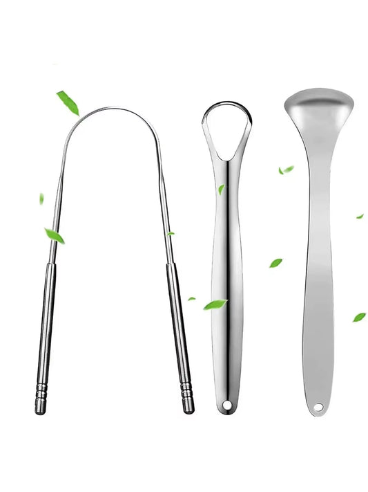 3PCS Tongue Scraper, Stainless Steel Tongue Scrapers, Tounge Scraper Cleaner, Professional Tongue Brush,Tongue Coating Remover