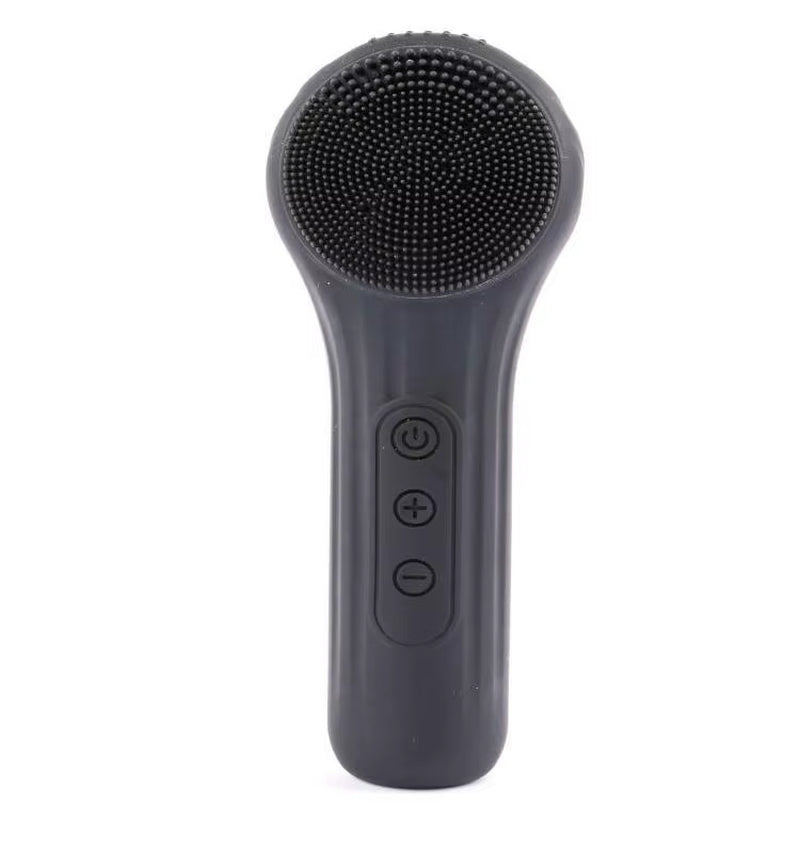 Silicone Face Scrubber Electric Facial Cleansing Brush with Heating Vibration Waterproof Face Wash Brush with 5 Speed Adjustable