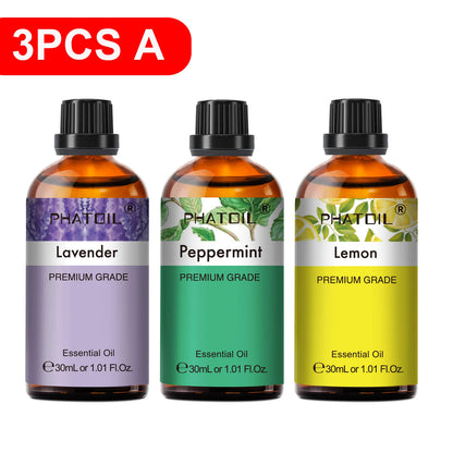 30Ml Lavender Lemon Eucalyptus Sandalwood Bergamot Aromatherapy Essential Oil for Diffuser,Candle Making,Diy Soap & Bomb