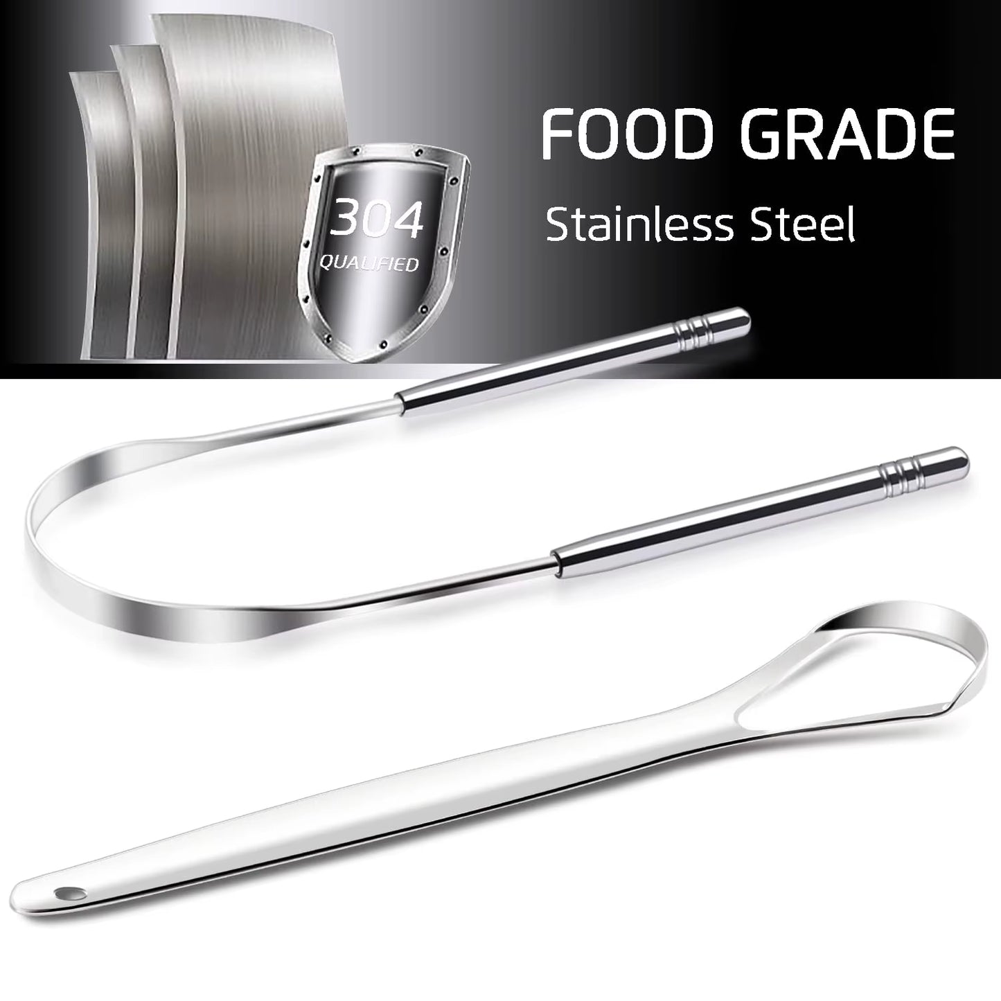 3PCS Tongue Scraper, Stainless Steel Tongue Scrapers, Tounge Scraper Cleaner, Professional Tongue Brush,Tongue Coating Remover
